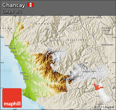 Physical Map of Chancay, shaded relief outside
