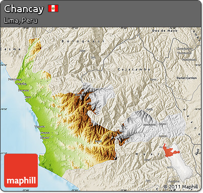 Physical Map of Chancay, shaded relief outside