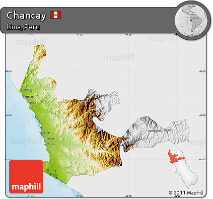 Physical Map of Chancay, single color outside