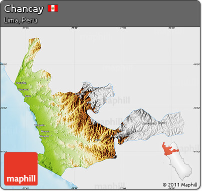 Physical Map of Chancay, single color outside