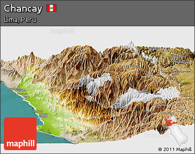 Physical Panoramic Map of Chancay, satellite outside
