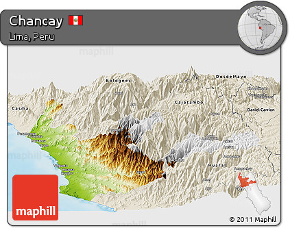 Physical Panoramic Map of Chancay, shaded relief outside
