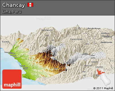 Physical Panoramic Map of Chancay, shaded relief outside