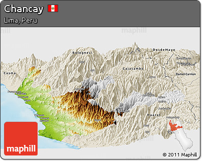 Physical Panoramic Map of Chancay, shaded relief outside