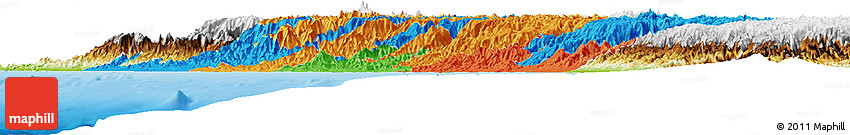 Political Horizon Map of Lima, physical outside