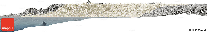 Shaded Relief Horizon Map of Lima, darken, semi-desaturated