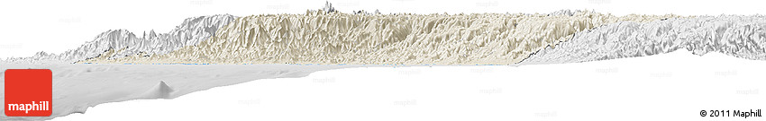 Shaded Relief Horizon Map of Lima, lighten, desaturated