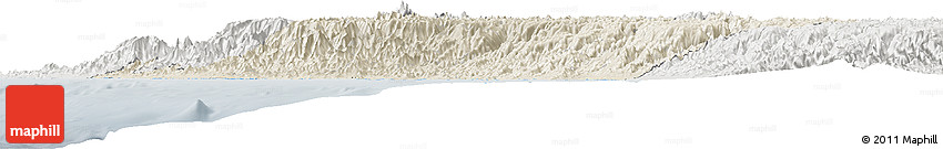 Shaded Relief Horizon Map of Lima, lighten, semi-desaturated