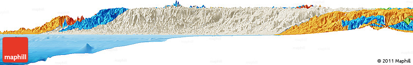 Shaded Relief Horizon Map of Lima, political outside