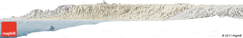 Shaded Relief Horizon Map of Lima, semi-desaturated