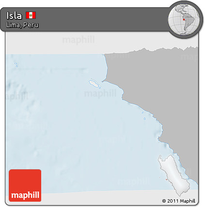 Gray 3D Map of Isla, single color outside