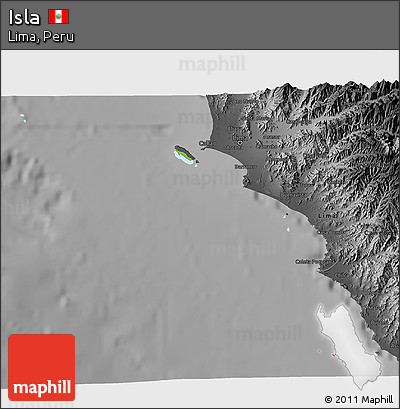 Physical 3D Map of Isla, darken, desaturated