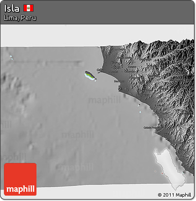 Physical 3D Map of Isla, darken, desaturated