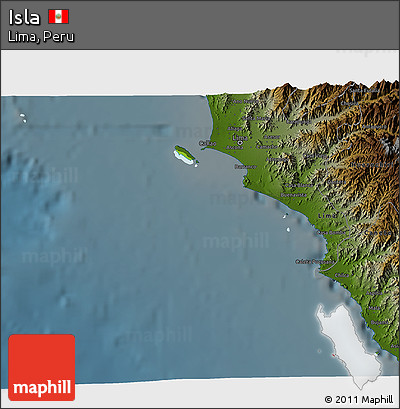 Physical 3D Map of Isla, darken