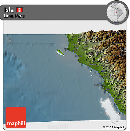 Physical 3D Map of Isla, darken