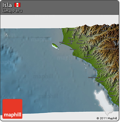 Physical 3D Map of Isla, darken