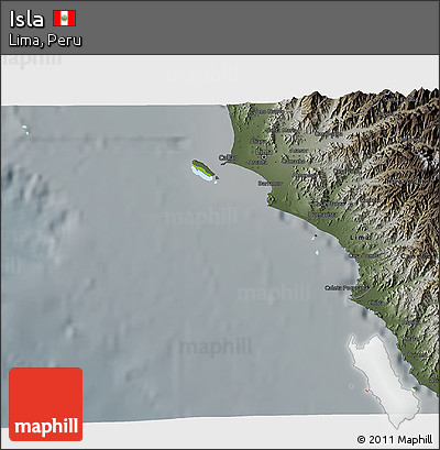 Physical 3D Map of Isla, darken, semi-desaturated