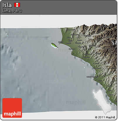 Physical 3D Map of Isla, darken, semi-desaturated