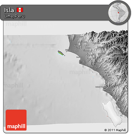 Physical 3D Map of Isla, desaturated
