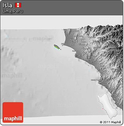 Physical 3D Map of Isla, desaturated