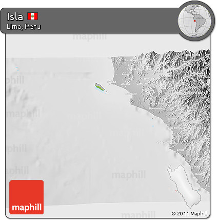 Physical 3D Map of Isla, lighten, desaturated