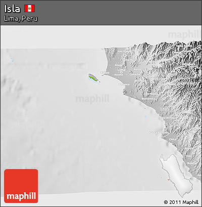 Physical 3D Map of Isla, lighten, desaturated