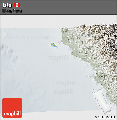 Physical 3D Map of Isla, lighten, semi-desaturated