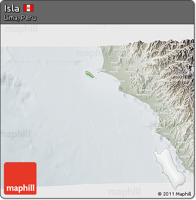 Physical 3D Map of Isla, lighten, semi-desaturated