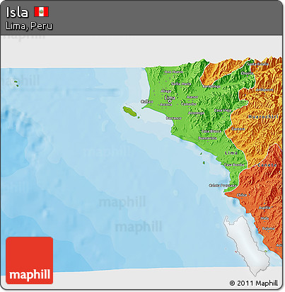 Physical 3D Map of Isla, political outside
