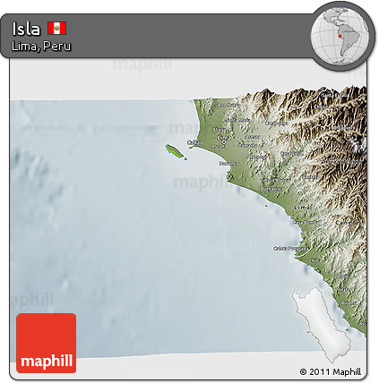 Physical 3D Map of Isla, semi-desaturated