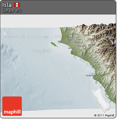 Physical 3D Map of Isla, semi-desaturated