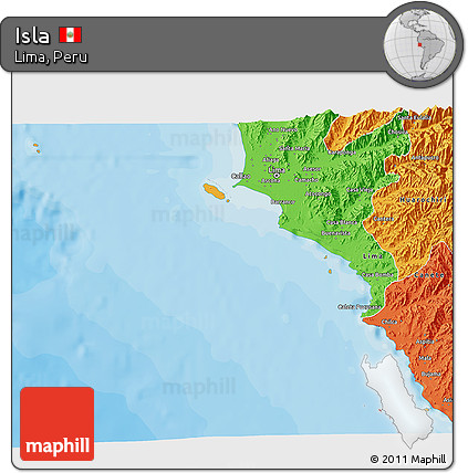 Political 3D Map of Isla