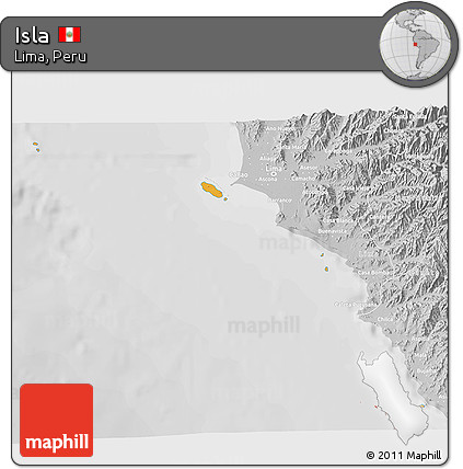 Political 3D Map of Isla, lighten, desaturated
