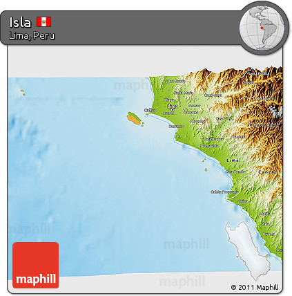 Political 3D Map of Isla, physical outside