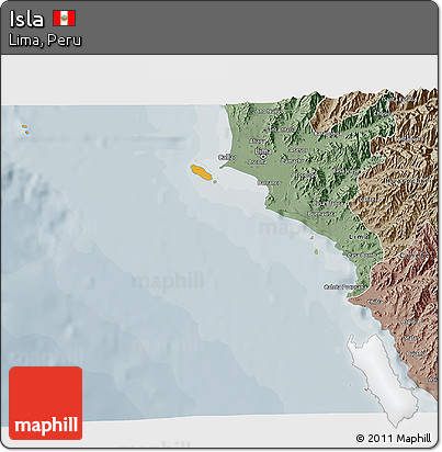 Political 3D Map of Isla, semi-desaturated