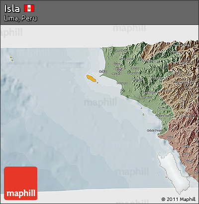 Political 3D Map of Isla, semi-desaturated