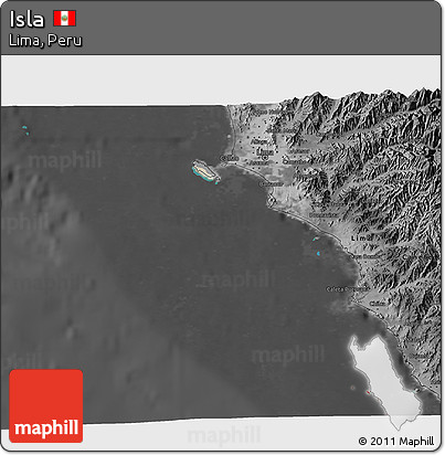 Satellite 3D Map of Isla, darken, desaturated