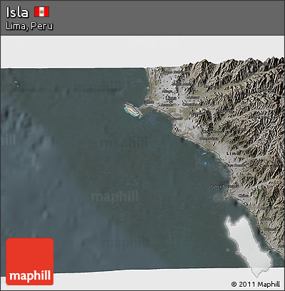 Satellite 3D Map of Isla, darken, semi-desaturated