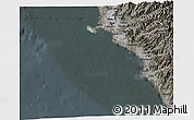 Satellite 3D Map of Isla, darken, semi-desaturated