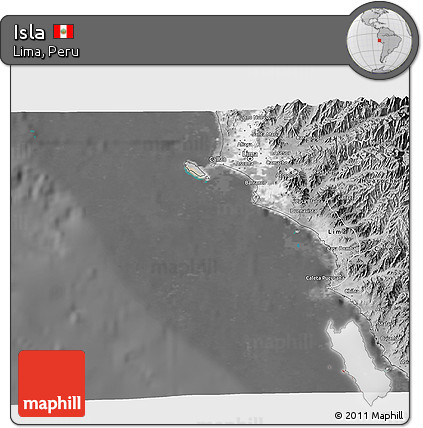 Satellite 3D Map of Isla, desaturated