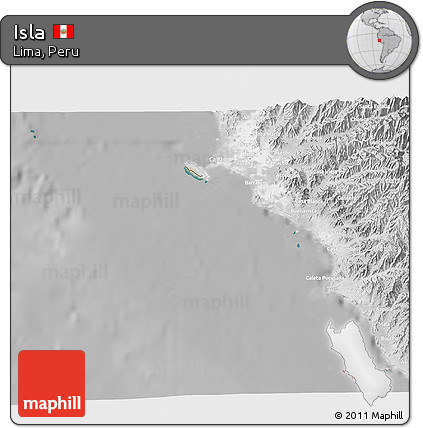 Satellite 3D Map of Isla, lighten, desaturated
