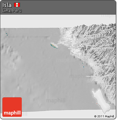 Satellite 3D Map of Isla, lighten, desaturated