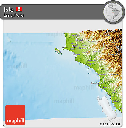 Satellite 3D Map of Isla, physical outside