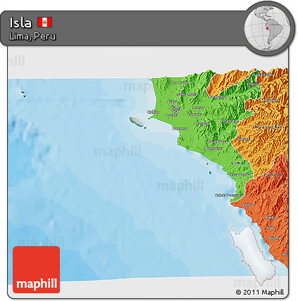 Satellite 3D Map of Isla, political outside