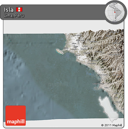 Satellite 3D Map of Isla, semi-desaturated