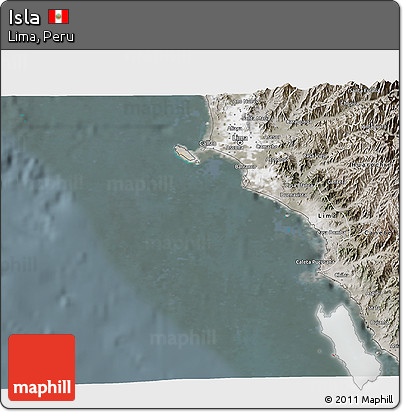 Satellite 3D Map of Isla, semi-desaturated