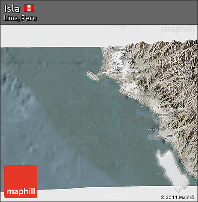 Satellite 3D Map of Isla, semi-desaturated