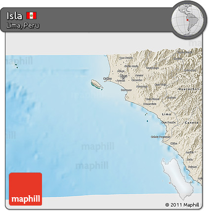 Satellite 3D Map of Isla, shaded relief outside
