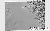 Shaded Relief 3D Map of Isla, darken, desaturated
