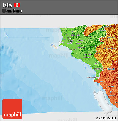Shaded Relief 3D Map of Isla, political outside